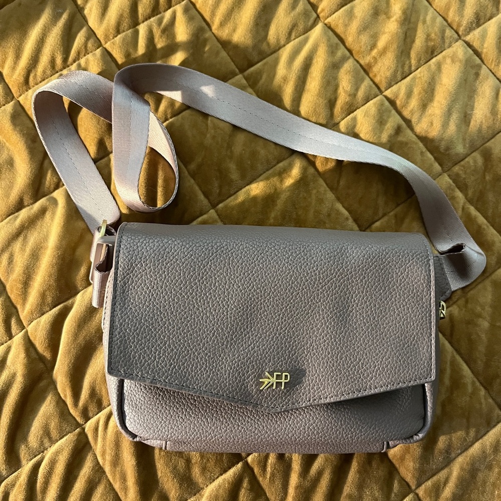 Freshly Picked Gray Crossbody Bag with Pebbled Texture